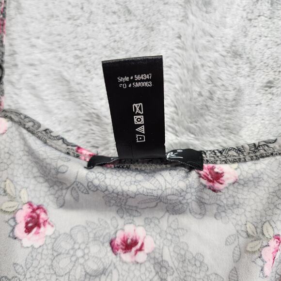 Rene Rofe Robe Womens XL Gray Pink Floral Lace Kimono Cami Top Lounge Casual 2pc - Picture 15 of 16